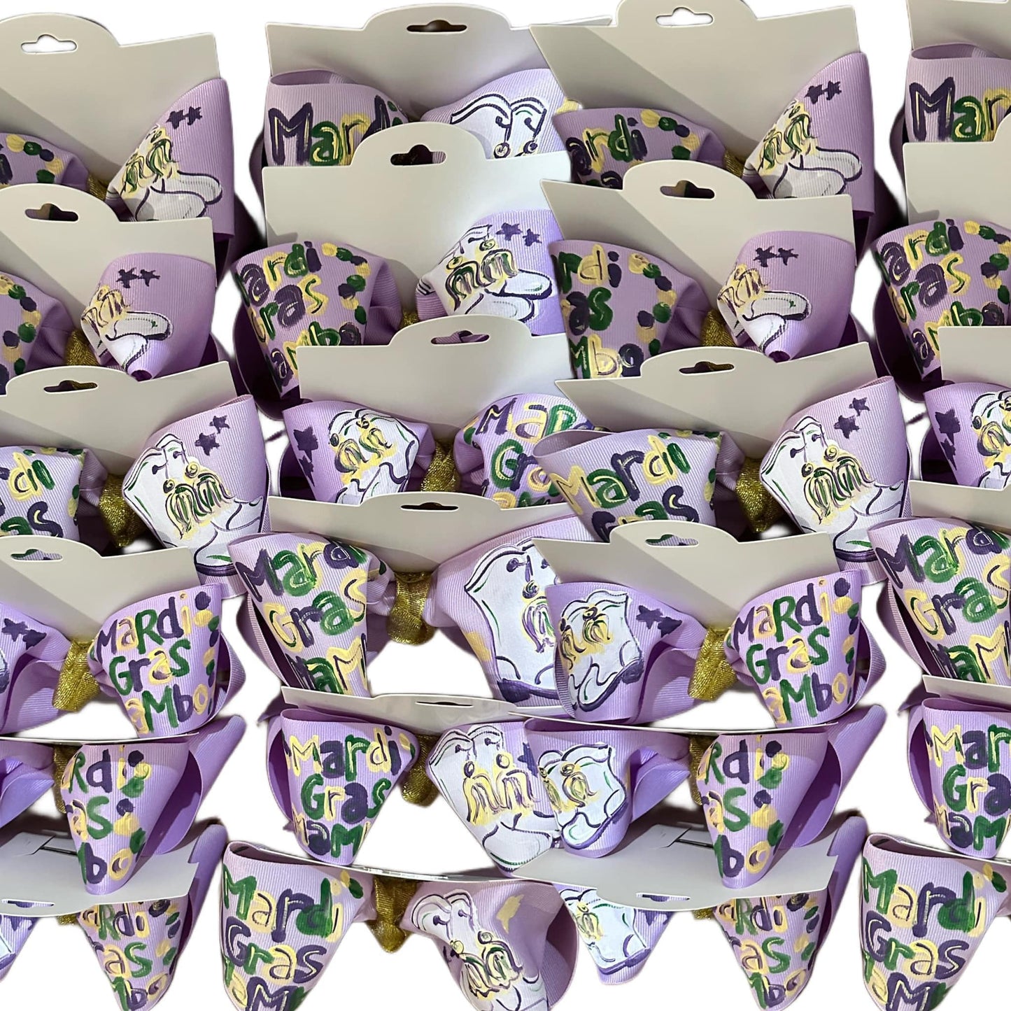 Mardi Gras Custom Painted Bows