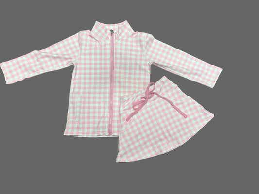 Pink Gingham Skort Set