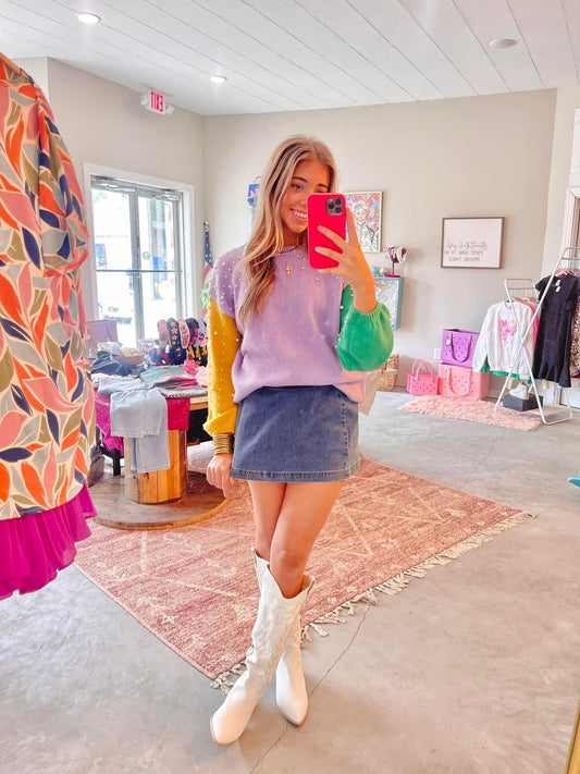 Pearl Mardi Gras Sweater