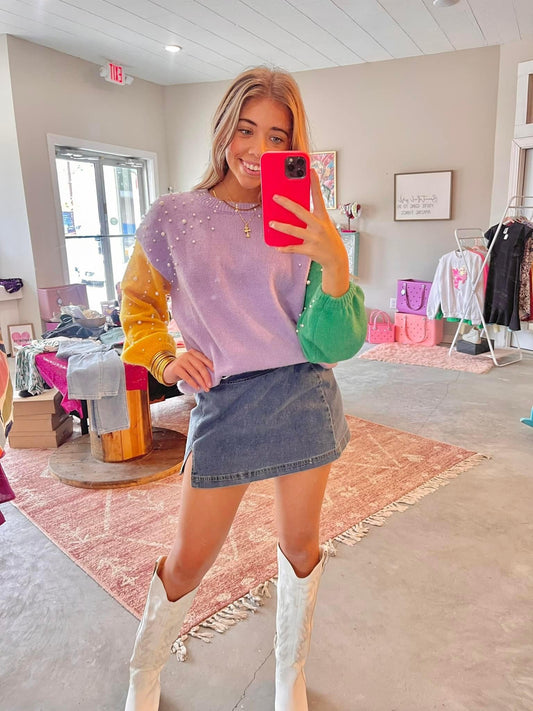 Pearl Mardi Gras Sweater